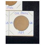 (10) Assorted UK Great Britian One-Penny Coins