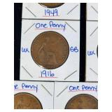 (10) Assorted UK Great Britian One-Penny Coins