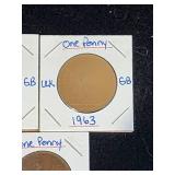 (10) Assorted UK Great Britian One-Penny Coins