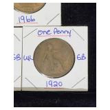 (10) Assorted UK Great Britian One-Penny Coins