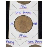(10) Assorted UK Great Britian One-Penny Coins