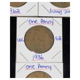 (10) Assorted UK Great Britian One-Penny Coins
