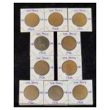 (10) Assorted UK Great Britian One-Penny Coins