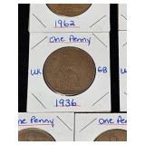 (10) Assorted UK Great Britian One-Penny Coins