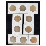 (10) Assorted UK Great Britian One-Penny Coins