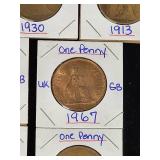 (10) Assorted UK Great Britian One-Penny Coins