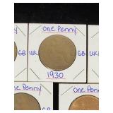 (10) Assorted UK Great Britian One-Penny Coins
