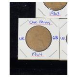 (10) Assorted UK Great Britian One-Penny Coins
