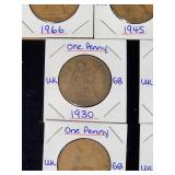 (10) Assorted UK Great Britian One-Penny Coins