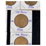 (10) Assorted UK Great Britian One-Penny Coins