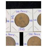 (10) Assorted UK Great Britian One-Penny Coins