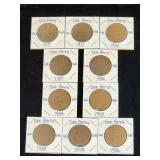 (10) Assorted UK Great Britian One-Penny Coins