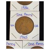 (10) Assorted UK Great Britian One-Penny Coins