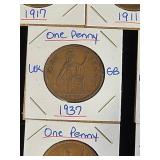 (10) Assorted UK Great Britian One-Penny Coins