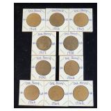 (10) Assorted UK Great Britian One-Penny Coins