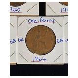 (10) Assorted UK Great Britian One-Penny Coins