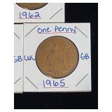 (10) Assorted UK Great Britian One-Penny Coins