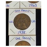 (10) Assorted UK Great Britian One-Penny Coins