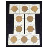 (10) Assorted UK Great Britian One-Penny Coins