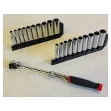 1/4" / 3/8" Combo Ratched with Standard and Metric Deep Well Sockets