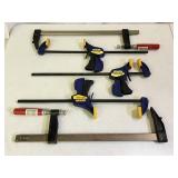 (3) Quik Grip Clamps & (2) woodworking Clamps