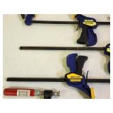 (3) Quik Grip Clamps & (2) woodworking Clamps