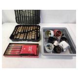 Assorted Drill Accessories and a Complete Set of Starrett Drive Pin Punches