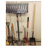 Assorted Yard Tools and Fishing Poles