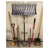 Assorted Yard Tools and Fishing Poles