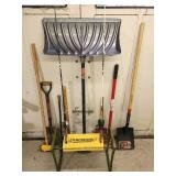 Assorted Yard Tools and Fishing Poles
