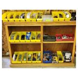 Wooden Shelving with Organizers and Contents