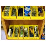 Wooden Shelving with Organizers and Contents