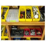 Wooden Shelving with Organizers and Contents