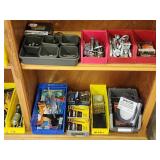 Wooden Shelving with Organizers and Contents