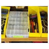 Wooden Shelving with Organizers and Contents