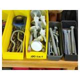 Wooden Shelving with Organizers and Contents