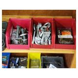 Wooden Shelving with Organizers and Contents