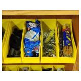 Wooden Shelving with Organizers and Contents