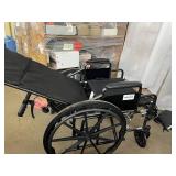 MSRP $700 McKesson Silver Sport Full Reclining Folding Wheelchair – Padded Armrests & Swing-Away Footrests – Like New Condition!