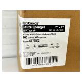 1 Case (40 bags each) NEW MediChoice GZ72502 2" x 2" USP Type VII 12-Ply 100% Cotton Gauze Sponges