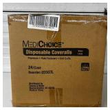 1 Case (24 each) NEW MediChoice 05503L Latex-Free Premium Fluid Resistant Knit Cuff Disposable Coveralls - Size Large White