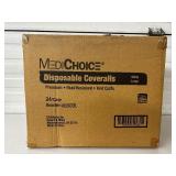 1 Case (24 each) NEW MediChoice 05503L Latex-Free Premium Fluid Resistant Knit Cuff Disposable Coveralls - Size Large White