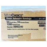 1 Case (24 boxes each) NEW MediChoice ABN2240 2" x 4" Sterile Sheer Adhesive Bandages