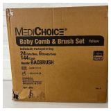 1 Case (144 each) NEW MediChoice BACBRUSH Latex-Free Baby Comb & Brush Set - Yellow - Individually packaged in bag