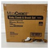 1 Case (144 each) NEW MediChoice BACBRUSH Latex-Free Baby Comb & Brush Set - Yellow - Individually packaged in bag