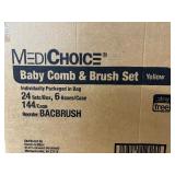 1 Case (144 each) NEW MediChoice BACBRUSH Latex-Free Baby Comb & Brush Set - Yellow - Individually packaged in bag