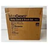 1 Case (144 each) NEW MediChoice BACBRUSH Latex-Free Baby Comb & Brush Set - Yellow - Individually packaged in bag