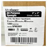 1 Case (1200 each) NEW MediChoice SPNG3001 3" x 3" 4-Ply Sterile Non-Woven Hypoallergenic All-Purpose Sponges