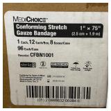1 Case (96 each) NEW MediChoice CFBN1001 1" x 75" Sterile Conforming Stretch Gauze Bandage