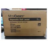 1 Case (25 each) NEW MediChoice SJ0606 Latex-Free SMS Nonwoven Knit Cuff & Collar Disposable Staff Jacket - Size XX-Large Blue